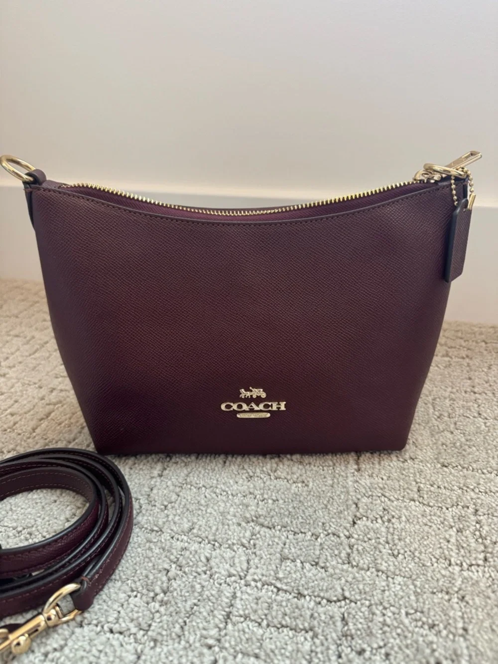 COACH Leather Crossbody Bag in Merlot - Picture 2 of 11